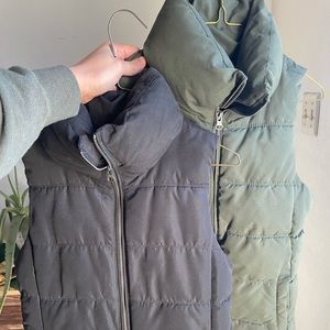 PUFFER VESTS 2 for $25 black and forest green